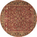 Round Persian Brown Traditional Rug, tr1783brn