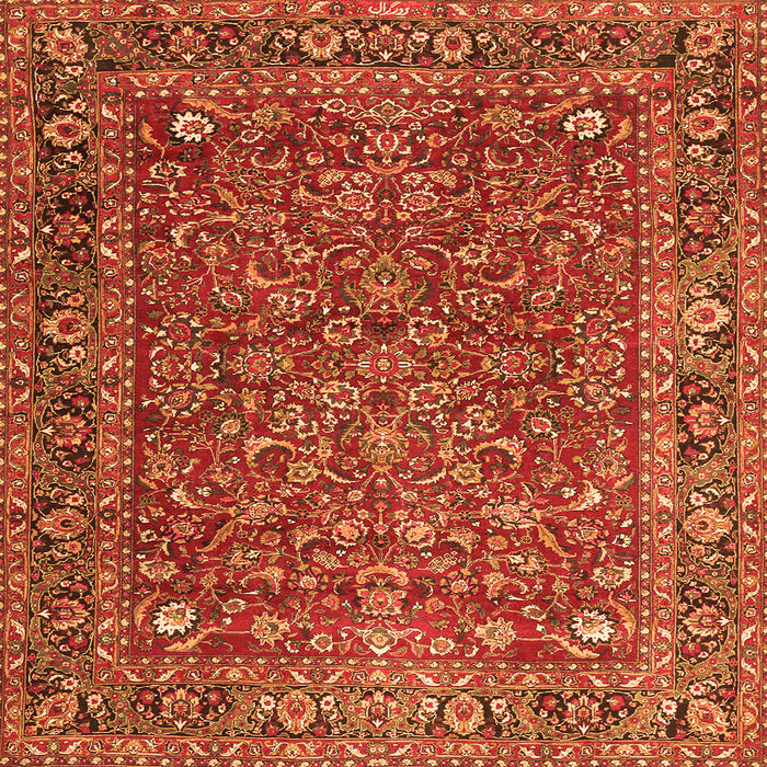 Round Machine Washable Persian Orange Traditional Area Rugs, wshtr1783org