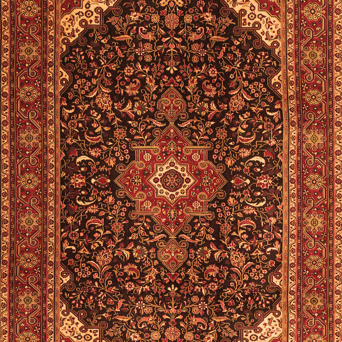 Serging Thickness of Machine Washable Medallion Orange Traditional Area Rugs, wshtr1784org