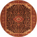 Machine Washable Medallion Orange Traditional Area Rugs, wshtr1784org