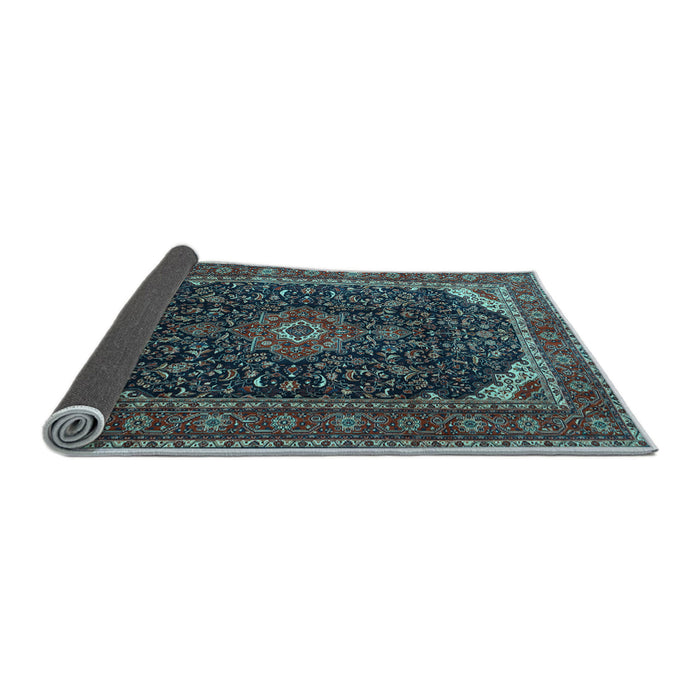 Sideview of Medallion Light Blue Traditional Rug, tr1784lblu