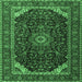 Square Medallion Emerald Green Traditional Rug, tr1784emgrn