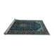 Sideview of Machine Washable Medallion Light Blue Traditional Rug, wshtr1784lblu