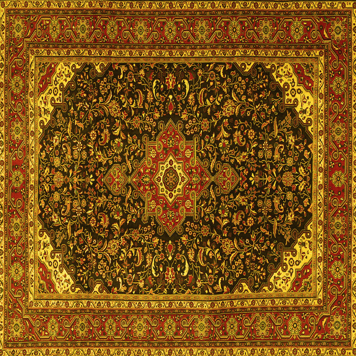 Square Medallion Yellow Traditional Rug, tr1784yw