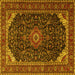 Square Medallion Yellow Traditional Rug, tr1784yw