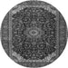 Machine Washable Medallion Gray Traditional Rug, wshtr1784gry