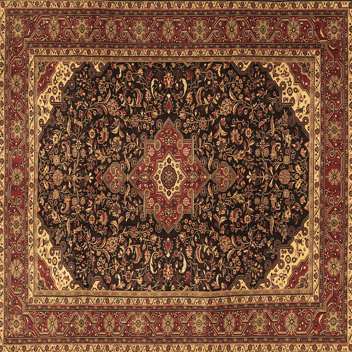 Square Machine Washable Medallion Brown Traditional Rug, wshtr1784brn