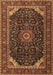 Machine Washable Medallion Brown Traditional Rug, wshtr1784brn