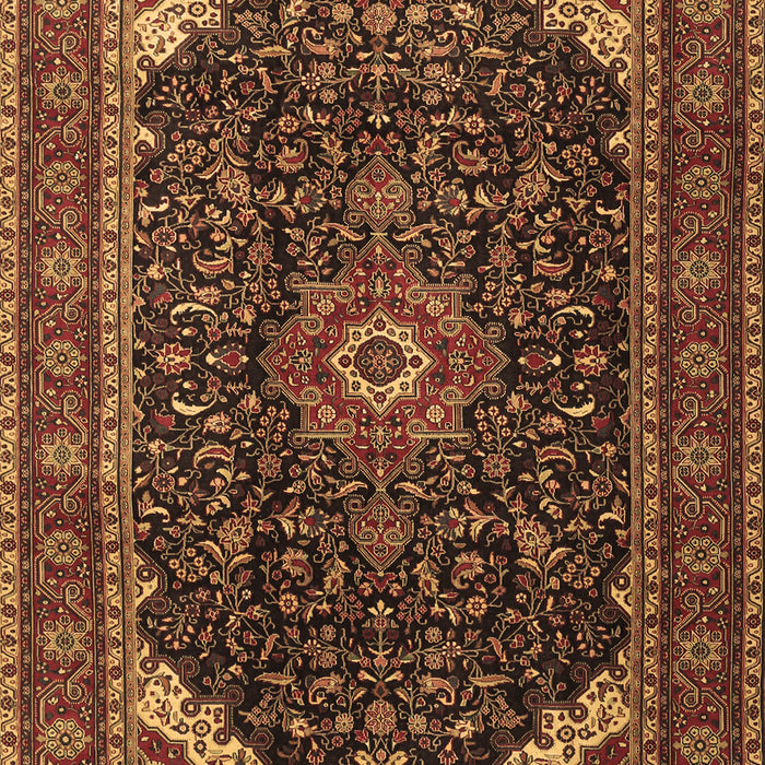 Machine Washable Medallion Brown Traditional Rug, wshtr1784brn