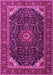 Machine Washable Medallion Pink Traditional Rug, wshtr1784pnk