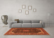 Machine Washable Medallion Orange Traditional Area Rugs in a Living Room, wshtr1784org