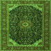 Round Machine Washable Medallion Green Traditional Area Rugs, wshtr1784grn