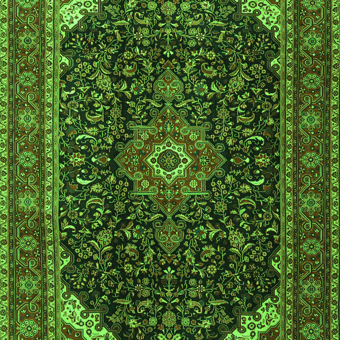 Serging Thickness of Machine Washable Medallion Green Traditional Area Rugs, wshtr1784grn