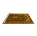 Sideview of Machine Washable Medallion Yellow Traditional Rug, wshtr1784yw