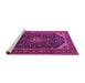 Sideview of Machine Washable Medallion Pink Traditional Rug, wshtr1784pnk