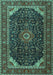 Machine Washable Medallion Turquoise Traditional Area Rugs, wshtr1784turq