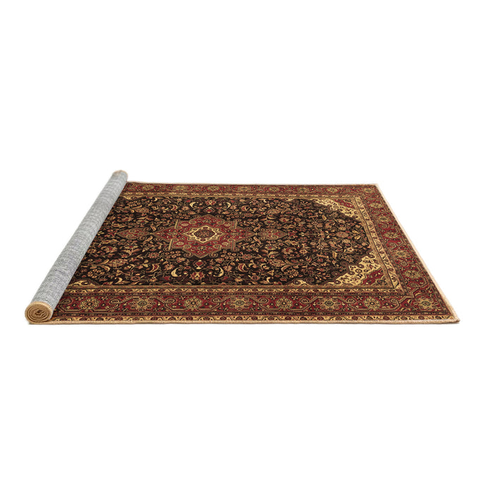 Sideview of Machine Washable Medallion Brown Traditional Rug, wshtr1784brn