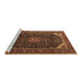Sideview of Machine Washable Medallion Brown Traditional Rug, wshtr1784brn