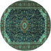 Round Medallion Turquoise Traditional Rug, tr1784turq