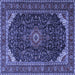 Square Medallion Blue Traditional Rug, tr1784blu