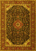 Machine Washable Medallion Yellow Traditional Rug, wshtr1784yw