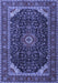 Machine Washable Medallion Blue Traditional Rug, wshtr1784blu