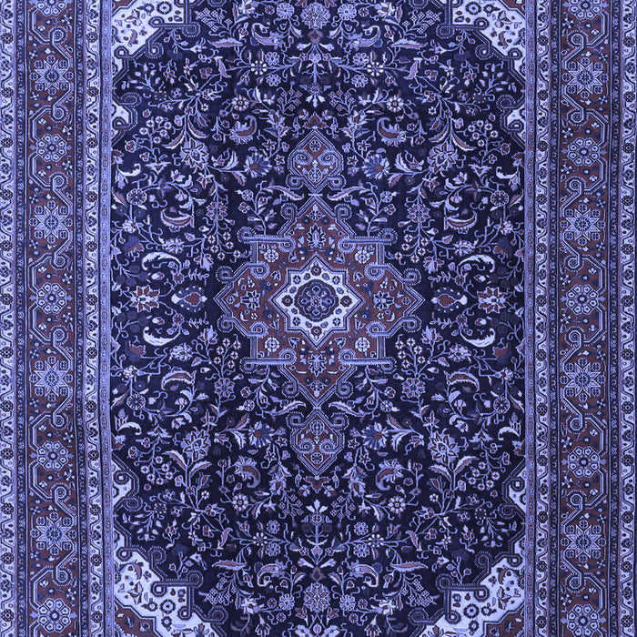 Machine Washable Medallion Blue Traditional Rug, wshtr1784blu