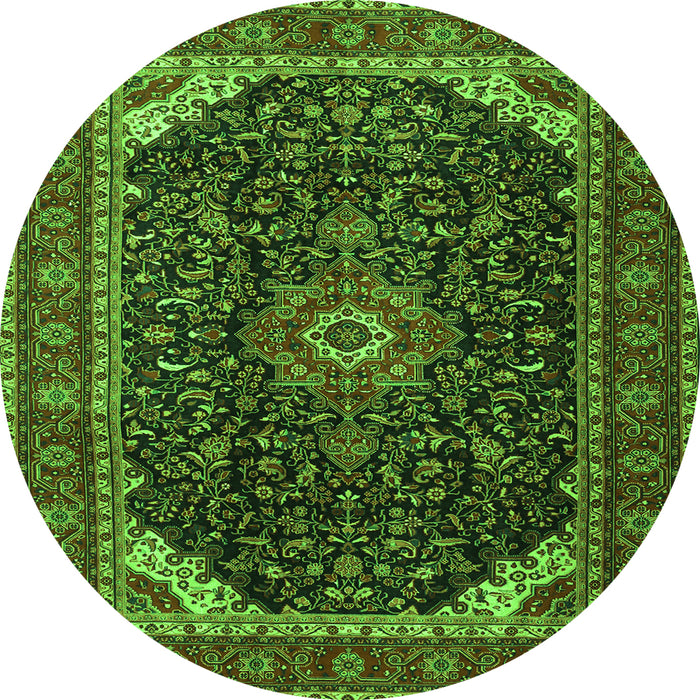 Machine Washable Medallion Green Traditional Area Rugs, wshtr1784grn
