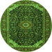 Machine Washable Medallion Green Traditional Area Rugs, wshtr1784grn