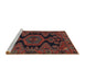 Sideview of Machine Washable Traditional Chestnut Brown Rug, wshtr1785