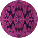 Round Machine Washable Persian Pink Traditional Rug, wshtr1785pnk