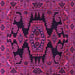 Square Machine Washable Persian Pink Traditional Rug, wshtr1785pnk