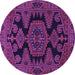 Round Machine Washable Persian Purple Traditional Area Rugs, wshtr1785pur