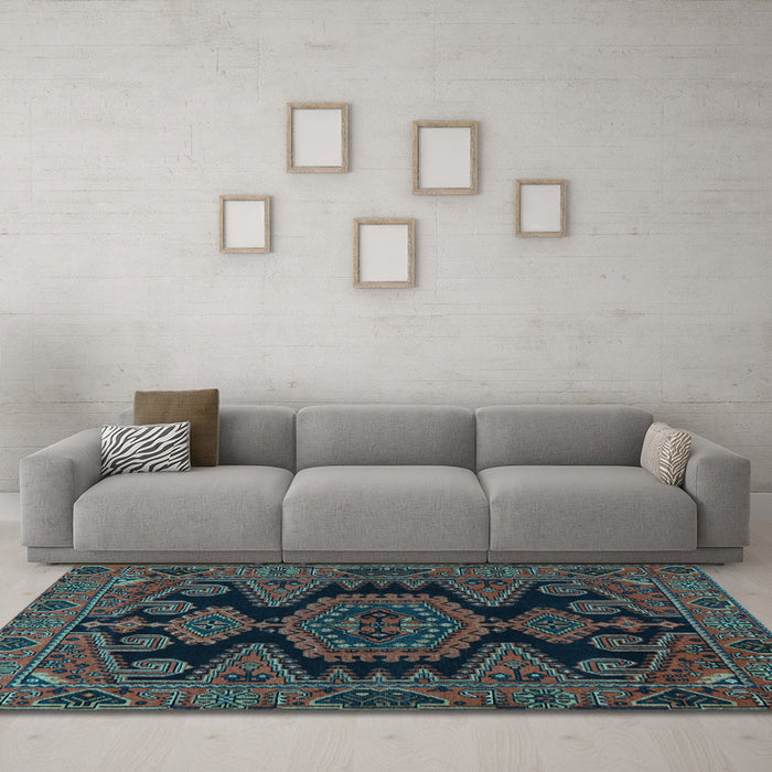 Machine Washable Persian Light Blue Traditional Rug in a Living Room, wshtr1785lblu