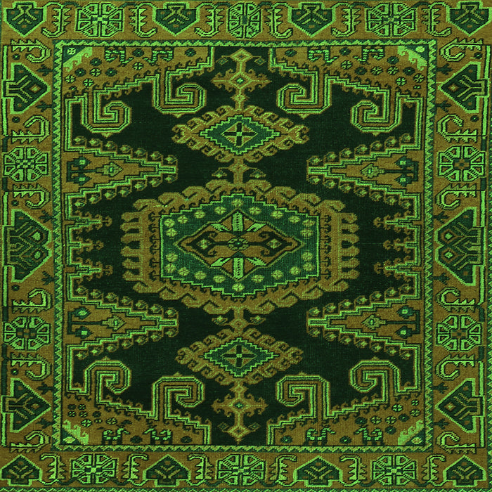 Round Machine Washable Persian Green Traditional Area Rugs, wshtr1785grn