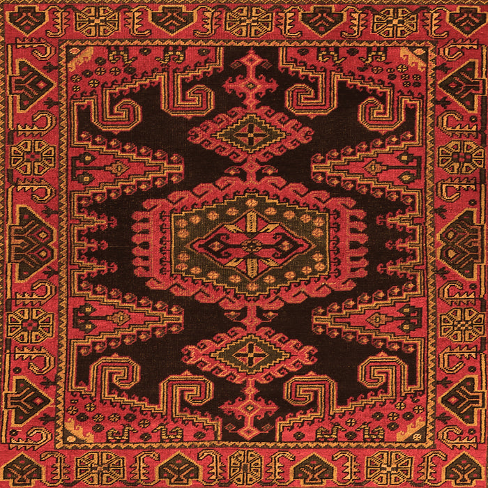 Round Machine Washable Persian Orange Traditional Area Rugs, wshtr1785org