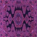 Square Machine Washable Persian Purple Traditional Area Rugs, wshtr1785pur