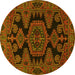 Round Machine Washable Persian Yellow Traditional Rug, wshtr1785yw