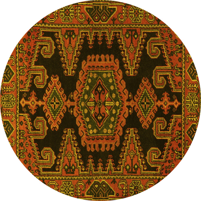 Round Persian Yellow Traditional Rug, tr1785yw