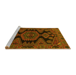 Sideview of Machine Washable Persian Yellow Traditional Rug, wshtr1785yw