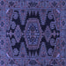 Square Machine Washable Persian Blue Traditional Rug, wshtr1785blu