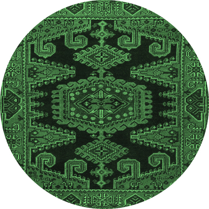 Round Persian Emerald Green Traditional Rug, tr1785emgrn