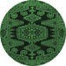 Round Persian Emerald Green Traditional Rug, tr1785emgrn