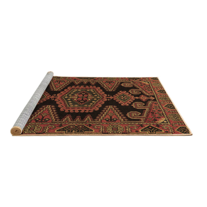 Sideview of Machine Washable Persian Brown Traditional Rug, wshtr1785brn
