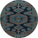 Round Persian Light Blue Traditional Rug, tr1785lblu