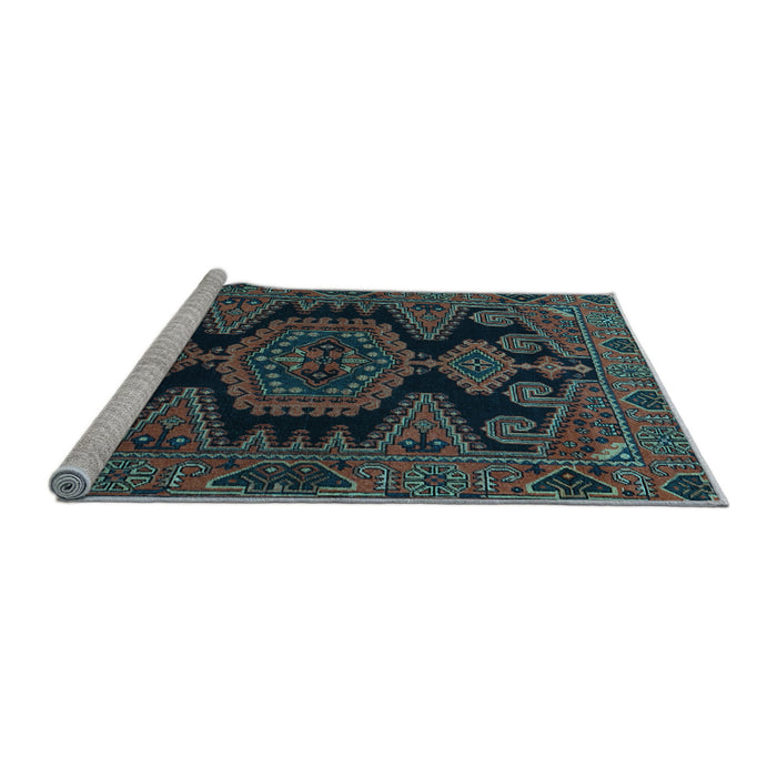 Sideview of Machine Washable Persian Light Blue Traditional Rug, wshtr1785lblu