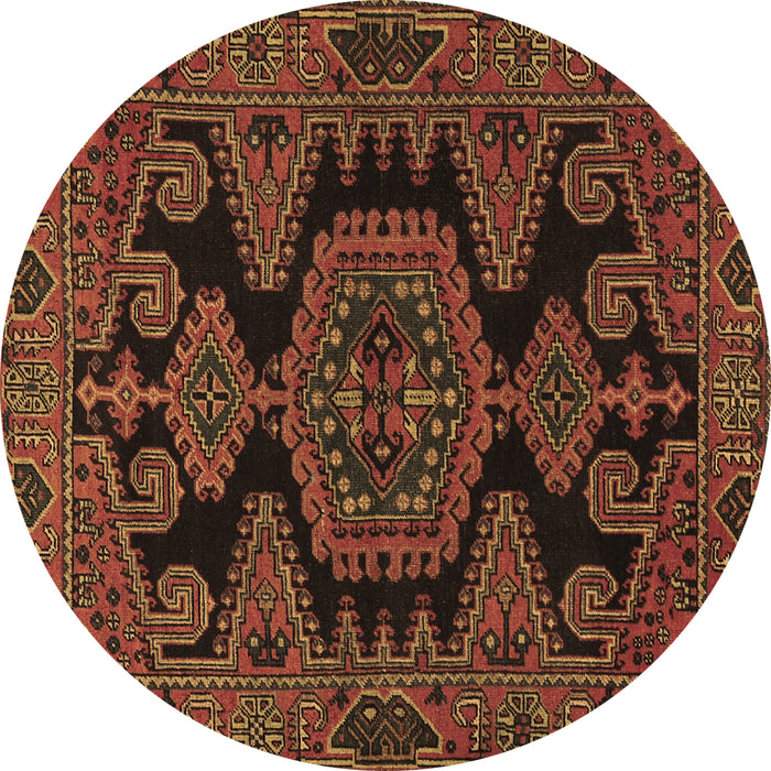 Round Machine Washable Persian Brown Traditional Rug, wshtr1785brn