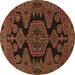 Round Machine Washable Persian Brown Traditional Rug, wshtr1785brn