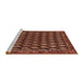 Sideview of Machine Washable Traditional Saffron Red Rug, wshtr1786