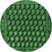 Round Persian Emerald Green Traditional Rug, tr1786emgrn